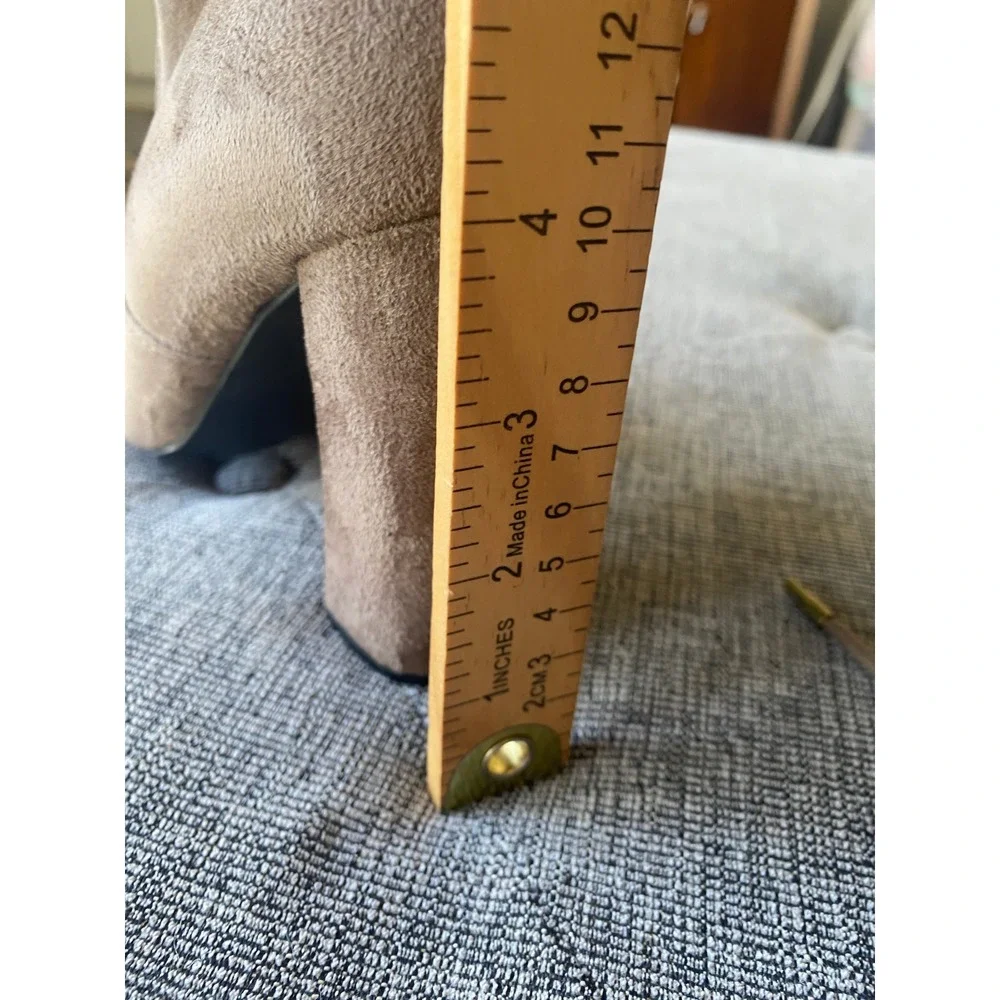 Target Women Taupe Faux Suede Over The Knee Block Heel Boots 7.5 096153178F